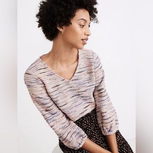 Madewell rainbow jacquard knit cropped sweater size XS